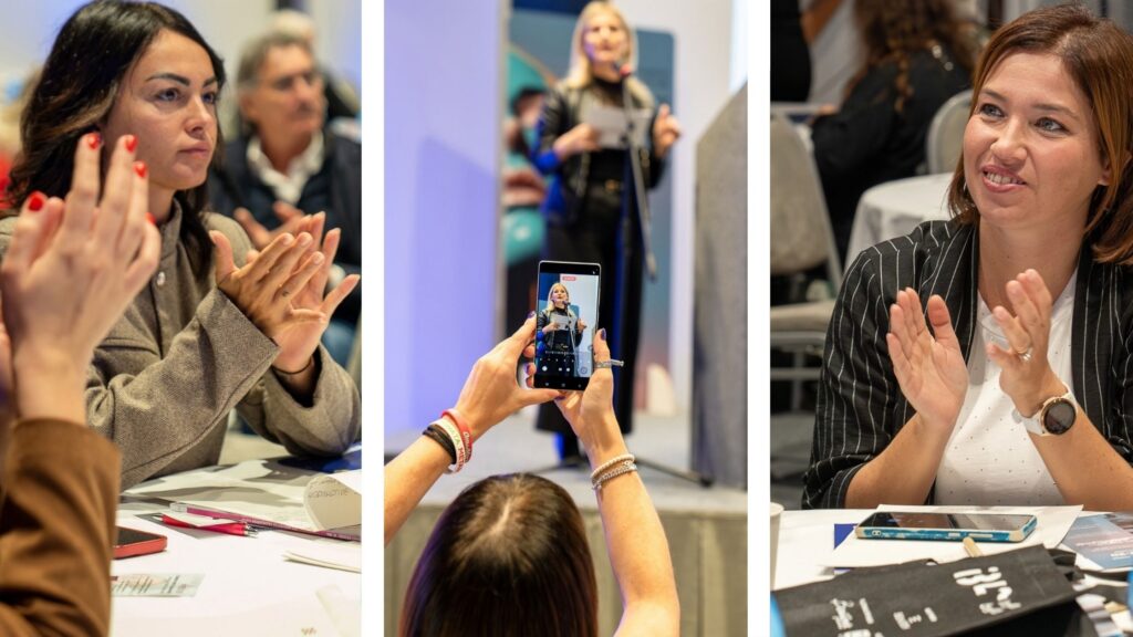 Immagini di estetiste che assistono al congresso di scienze estetiche e spa patrocinato da les nouvelles esthétiques italia durante IBL innovation beauty lab